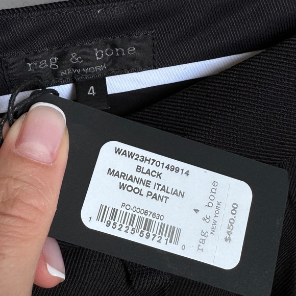 NWT rag & bone Marianne Italian Wool Women's Black Straight Leg Pleated … - Picture 5 of 12